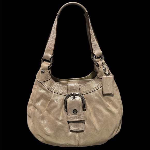 COACH Soho Lynn Metallic Leather Hobo Gold Shimmer Shoulder Bag - Picture 1 of 12